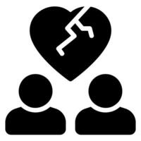 broken heart glyph icon vector