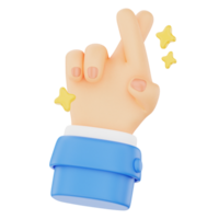 gekruiste vinger 3d hand- gebaar icoon png