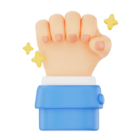 Clenched fist raised up 3D hand gesture icon png