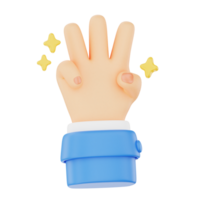 Countdown in three 3D hand gesture icon png