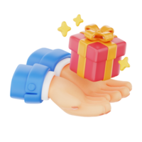 Holding geschenk 3d hand- gebaar icoon png