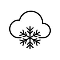 Cloud and snowflake, snowy, snow weather, winter season icon in line style design isolated on white background. Editable stroke. vector