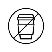 No coffee cup icon in line style design isolated on white background. Editable stroke. vector