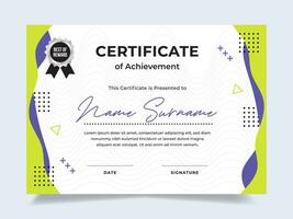 Modern fluid certificate of achievement template with silver badge. Modern certificate vector. Perfect for employee awards. vector