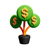 3d money tree plant with coin png