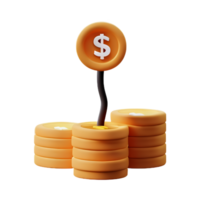 3d dinero árbol planta con moneda png