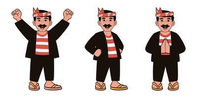 Male character with mustache wearing traditional clothes vector