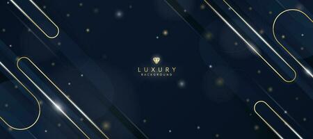 Luxurious dark blue background with sparkling gold and glitter. modern elegant abstract background vector