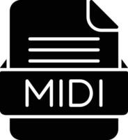 midi archivo formato línea icono vector