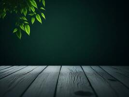 Wooden table and blur tropical white background, product display montage. High quality photo 8k FHD AI generated