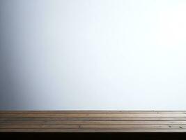 Wooden table and blur tropical white background, product display montage. High quality photo 8k FHD AI generated