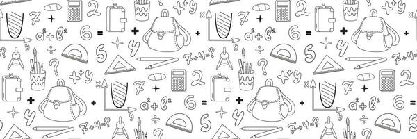 Back to school vector seamless pattern. Mathematical doodle elements for your design.