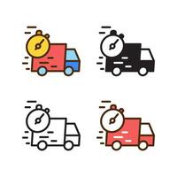 delivery icon in 4 style flat, glyph, outline, duotone vector