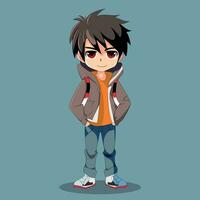 Anime boy character with a jacket, generated by AI 25934728 Stock Photo at  Vecteezy