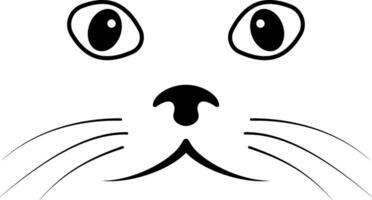 Sketch cat face,  simple cat face, mustache nose and eyes vector