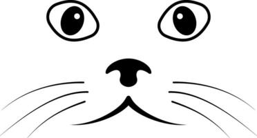 Sketch cat face,  simple cat face, mustache nose and eyes vector