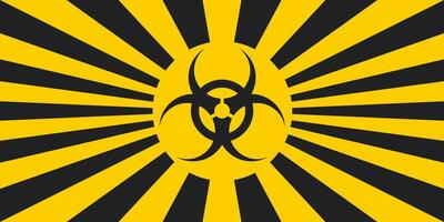 Horizontal background black yellow rays hazard quarantine covid coronavirus vector