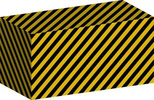 3D brick diagonal yellow black stripes warning restrictive dimensions brick vector