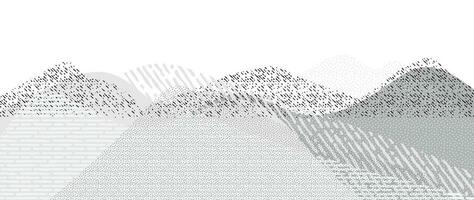 Abstract mountain background vector. Mountain landscape with fading dot effect, gradient dot grunge texture. Sand effect hills art wallpaper design for print, wall art, cover and interior. vector