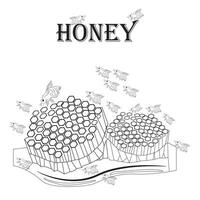 Honeycomb grid texture and geometric hive hexagonal honeycombs. Grid seamless pattern. Hexagonal cell texture. Seamless contour hexagon vector
