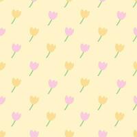 Seamless pattern of tulip flowers in cute in minimal style background for design, wallpaper, textile, paper wrap vector