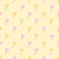 Seamless pattern of tulip flowers in cute in minimal style background for design, wallpaper, textile, paper wrap vector