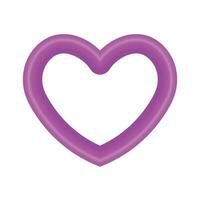 Vector purple shiny heart symbol realistic 3d vector illustration isolated on white background