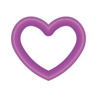 Vector purple shiny heart symbol realistic 3d vector illustration isolated on white background