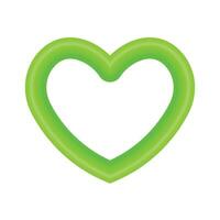 Vector green shiny heart symbol realistic 3d vector illustration isolated on white background