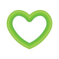 Vector green shiny heart symbol realistic 3d vector illustration isolated on white background