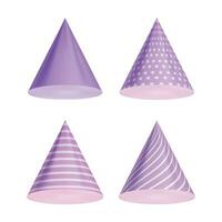 Vector set of 3d different colors cones on white background
