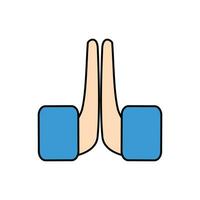 Vector hand pray gesture in cartoon style vector illustration for social media