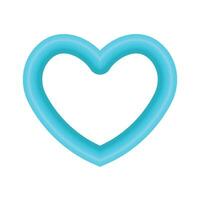 Vector blue shiny heart symbol realistic 3d vector illustration isolated on white background
