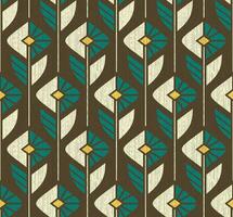 BROWN VECTOR SEAMLESS BACKGROUND WITH GEOMETRIC BEIGE EMERALD COLORS IN ART DECO STYLE