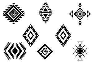 Oriental ethnic pattern. Set of ethnic ornaments. Tribal design, geometric symbols for tattoo, logo, cards, fabric decorative works. traditional print vector illustration. on white background.