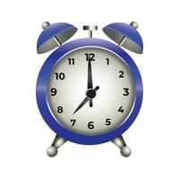 Vector blue alarm clock with two bells in retro style on white background realistic vector illustration