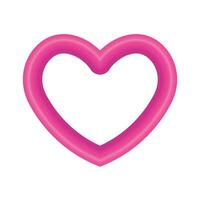 Vector pink shiny heart symbol realistic 3d vector illustration isolated on white background