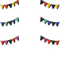 Vector flags garland for birthday party triangle flat simple or carnival fair festive string decor colorful