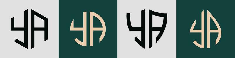 Creative simple Initial Letters YA Logo Designs Bundle. vector