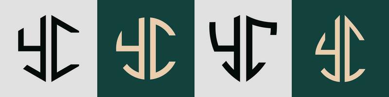 Creative simple Initial Letters YC Logo Designs Bundle. vector