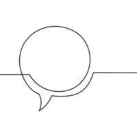 Speech bubble continuous one line art. Drawing dialogue speech bubble illustration. Continuous one line border text box, message element. Vector