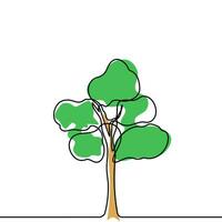 Tree plant doodle outline vector forest environment. Continuous one line tree plant for eco, nature, garden logo design. Ecology green concept, background. Vector illustration