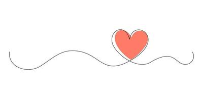 corazón y amor en vector continuo línea Arte ilustración de un romántico minimalista Boda tarjeta en un blanco antecedentes. un Boda corazón bosquejo con artístico línea diseño. vector ilustración amor Arte.