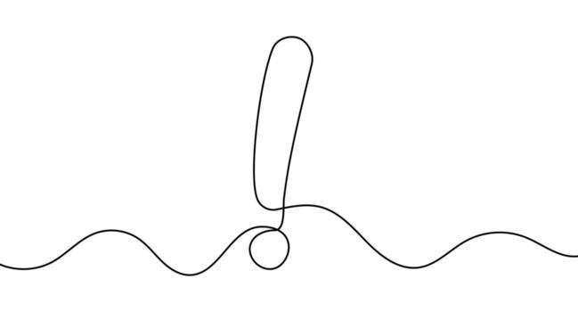 exclamación marca continuo línea Arte firmar dibujo punto soltero. negrita exclamación marca vector ilustración agarrar atención y resolver problemas. mejor vector ilustración importante mensajes y advertencias