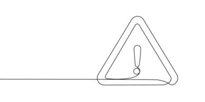 Danger Sign Caution, Stop Alert Attention Continuous One Line Illustration. Warning Alarm Points Sign Danger. Warning Potential Hazard Ahead. Enhance Safety with our Striking Continuous Line Vector