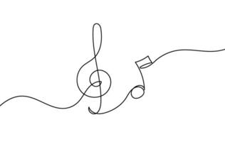 Continuous music line art note vector sketch illustration. Abstract music notes song sound concept background outline icon art one sheet. Vector illustration sketch element.