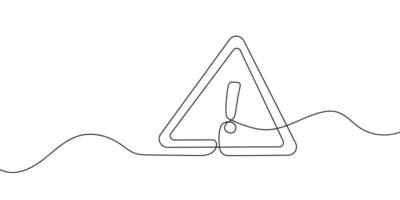 Danger Sign Caution, Stop Alert Attention Continuous One Line Illustration. Warning Alarm Points Sign Danger. Warning Potential Hazard Ahead. Enhance Safety with our Striking Continuous Line Vector