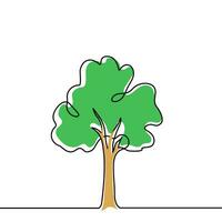 Tree plant doodle outline vector forest environment. Continuous one line tree plant for eco, nature, garden logo design. Ecology green concept, background. Vector illustration