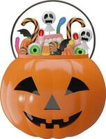 halloween bucket with candies vector