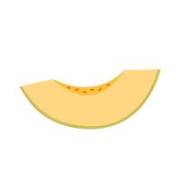 Melon. Slice of fresh fruit. Cut piece with yellow juicy pulp. Healthy and vegan dessert. Vector illustration in flat cartoon style isolated on white background.